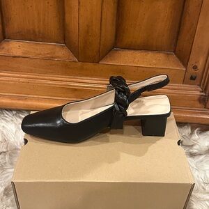 Black Slingback Block Heel Shoes